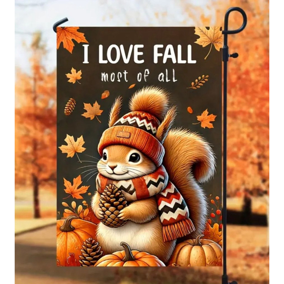 Unbranded Other - Fall Squirrel Garden Flag, Orange, 12x18in